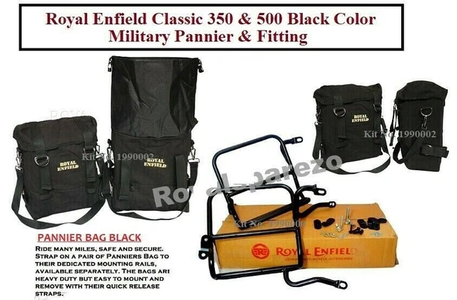 Royal Enfield "Black Color" Military Pannier & Fitting Pour Classic 350 & 500