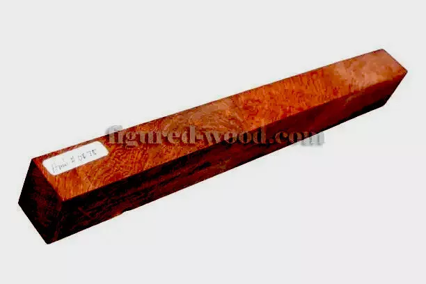 AMBOYNA BURL #0475 - 15" X 1 3/4" X 1 3/8"(Pool Cue, Wood Carving, Crafts)