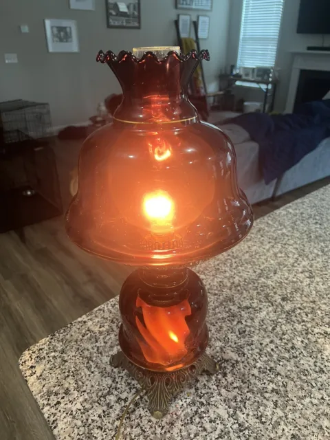 Amethyst Gwtw Hurricane Swirl Glass Table Lamp 3 Way 21” Tall Stunning
