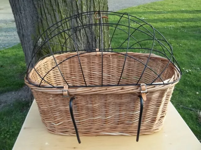 Panier canin, panier de vélo canin extra large avec grille et plancher en bois