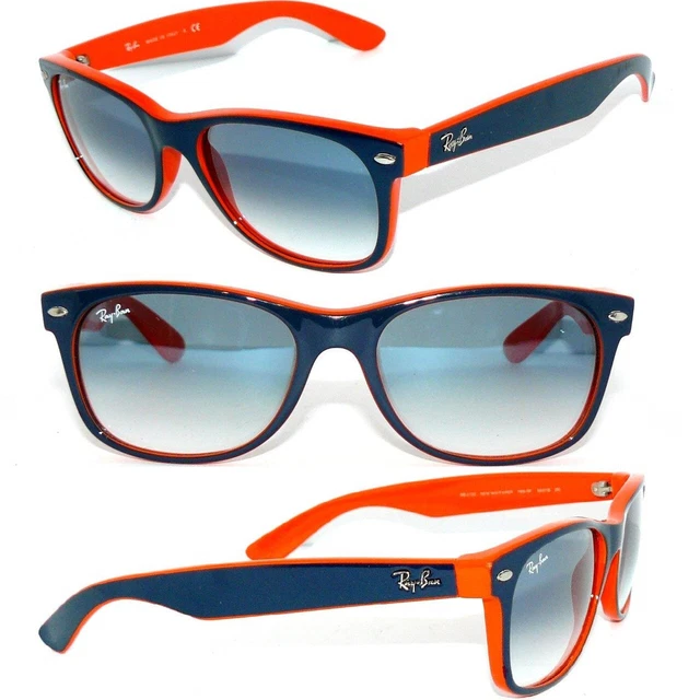 Ray Ban Sonnenbrille BLAU ORANGE NEW WAYFARER RB 2132 789/3F BRILLE 2140 ETUI