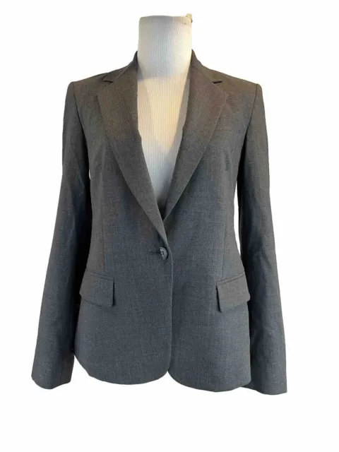 Theory Women's Size 4 Gray Wool Blend Blazer Jacket