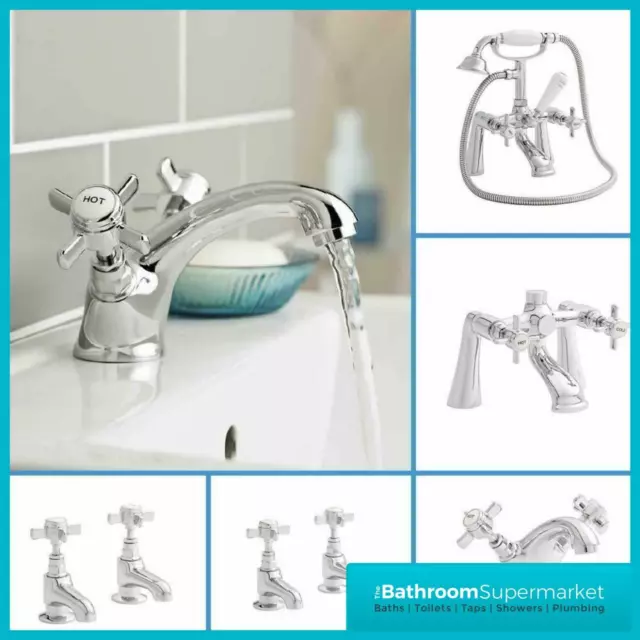 Traditional Classic Chrome Bathroom Taps Basin Mixer Bath Filler Shower Taps