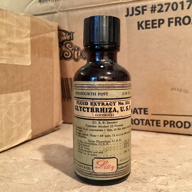 LABELED MEDICINE BOTTLE Fluid Extract 224 Glycyrrhiza Eli Lilly