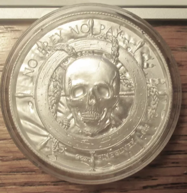 2 oz Silver Round, NO PREY NO PAY, Privateer Series, Ultra High Relief Carves