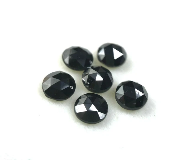 Lot De 6 Diamants Naturels 0.60 Ct Noir Scintillant - Rond, Poli, Certifiables, Origine Afrique/Inde