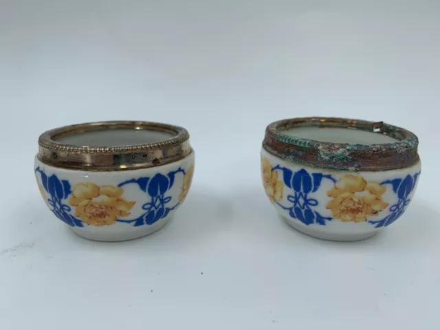Deux Salerons En Porcelaine Dans Leur Etui D'origine 1920 Lb Limoges G6466 3