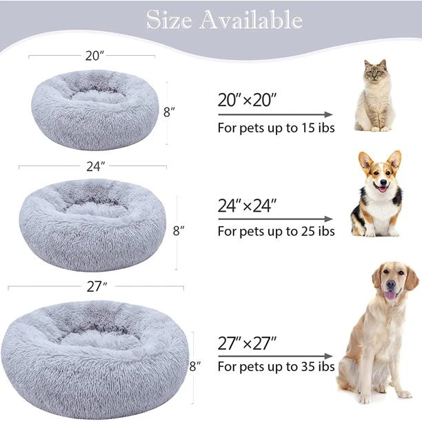Calming Donut Dog Bed & Cat Bed, Anti-Anxiety Puppy Bed Warming Cozy Soft Pet