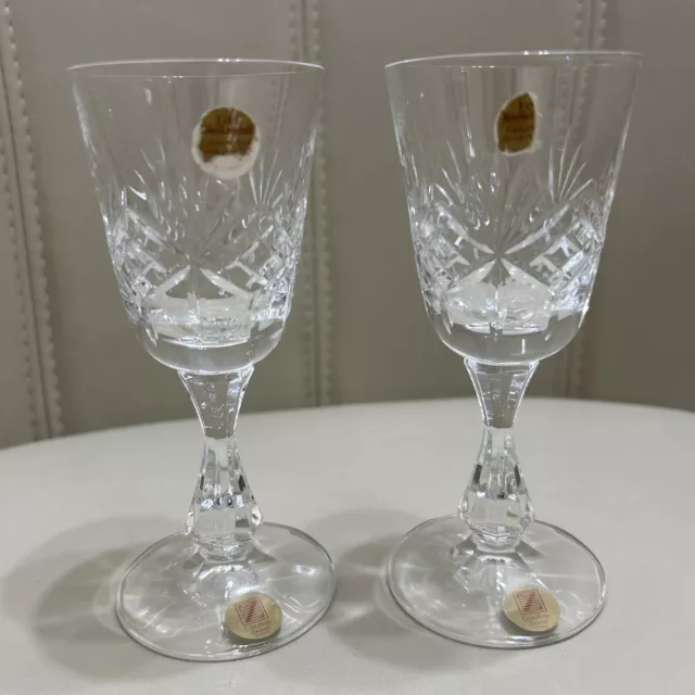 Pair Cut Crystal Cristallerie Zwiesel Echt Bleikristall Liqueur Sherry Glasses