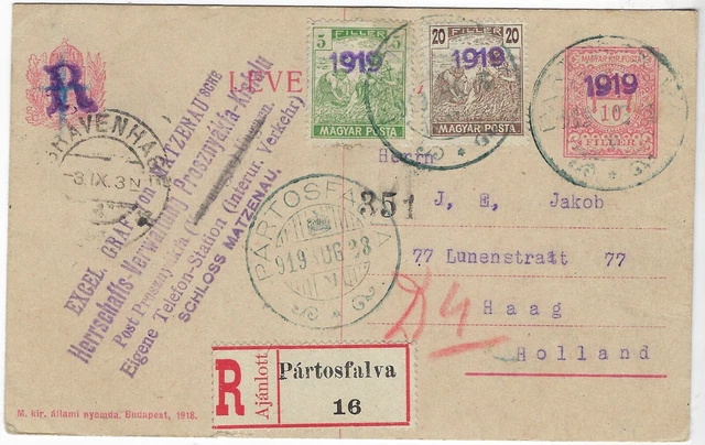 Ungarn Slowenien 1919 Eingetragenes Schreibpapier mit 1919 und R violett ovps