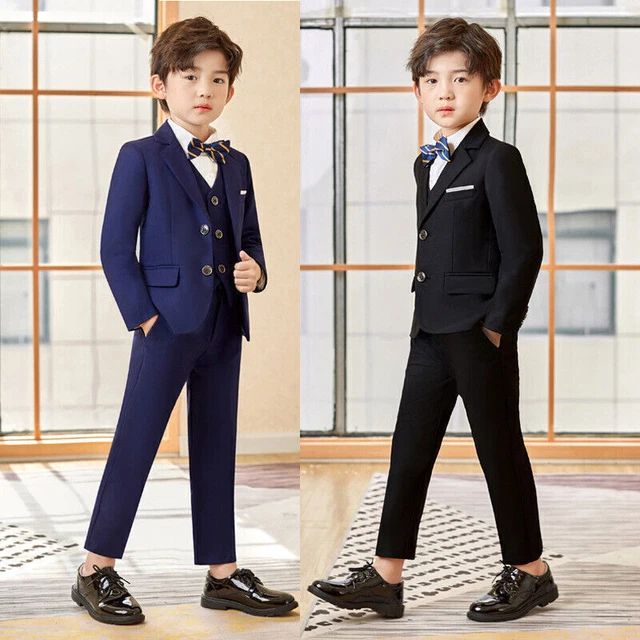 Boys Suits 5 Piece Wedding Page Boy Party Prom Suit Blue Black Baby-2-14 Age