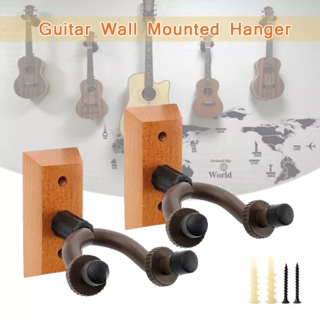 Wooden Guitar Hanger Wall Mount Stand Hook Wall Holder Rack Bracket Bass Ukulele