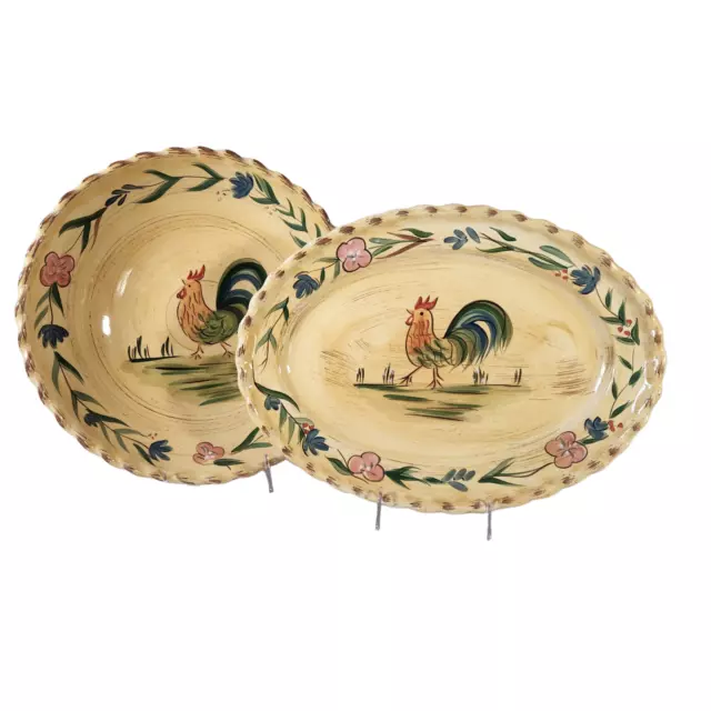 Rooster By HOME 2 Piece Serving Set Bowl & Platter Country Farmhouse Ceramic