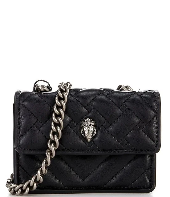 Kurt Geiger London Kensington Micro Quilted Crossbody Black Silver
