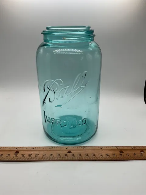 Ball Improved - Mason Jar - Blue Glass - 6.75” Tall, 2 4/16” Mouth