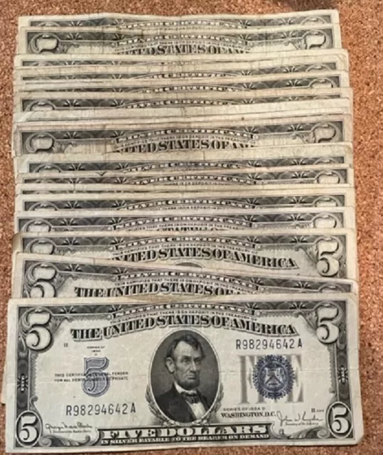 1934 $5 Silver Certificate Blue Seal Notes (30 Available)