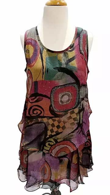 Pretty Angel Dress Womens XL Chiffon Multi Layered Rust Purple Maroon Flowy New