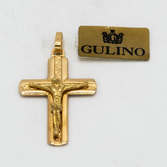 Pendentif Croix Avec Christ En Or 18 Kt Jaune Et Blanc - Bijou Homme - Gulino Gioielli