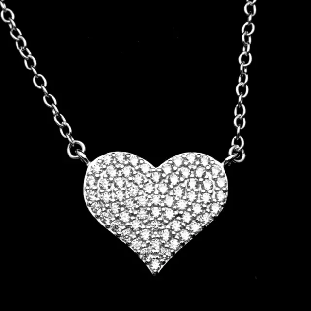 Heart CZ Necklace Rhodium Plated 925 Sterling Silver