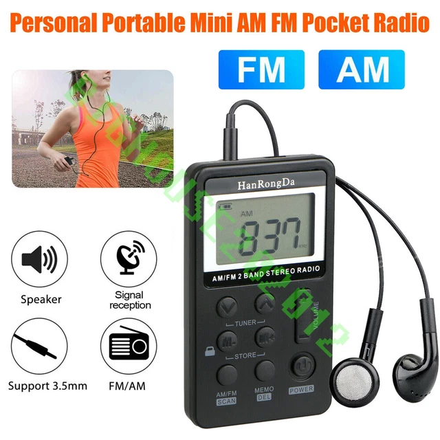 POCKET MINI DIGITAL AM FM Radio LCD Screen Walking Receiver w/3.5mm ...