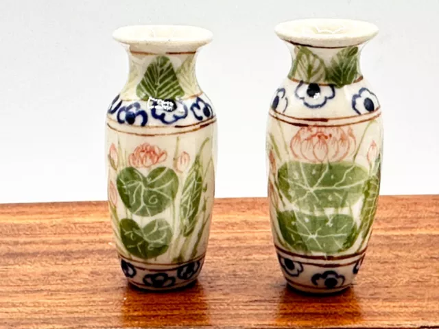 Dolls house miniature 1:12 PAIR of ceramic vases