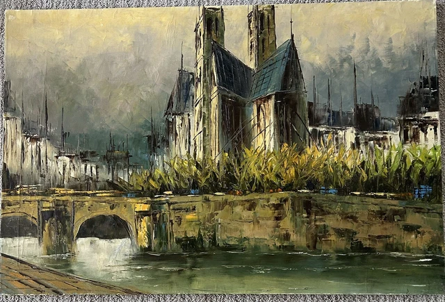 PAUL VALERE NOTRE Dame Paris 1989 Large Original Oil Painting