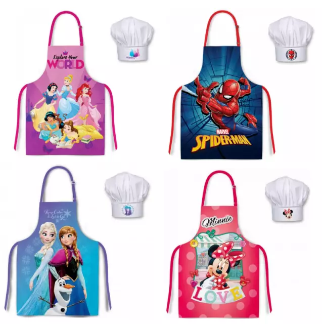 Kids Apron Chef Hat Set Childrens Cooking Baking Aprons For Boys Girls Character 2