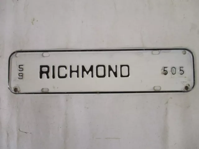 1959 Virginia RICHMOND CITY STRIP License Plate Tag