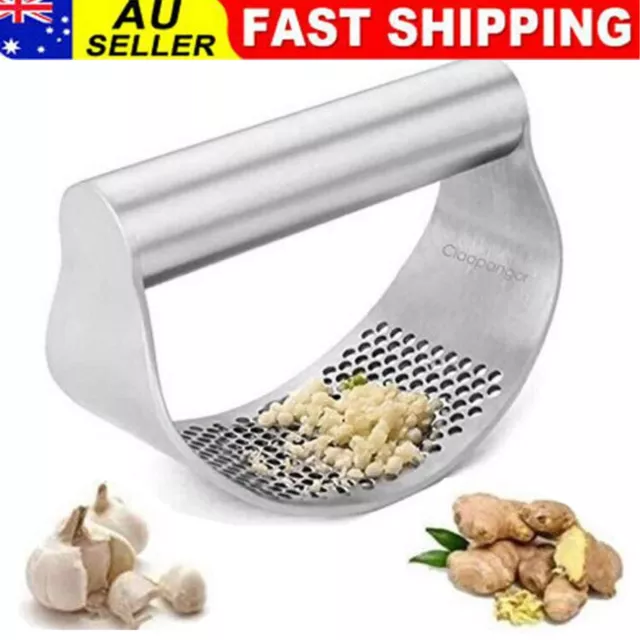 Stainless Steel Kitchen Garlic Press Crusher Rocking Mincer Manual Squeezer Tool