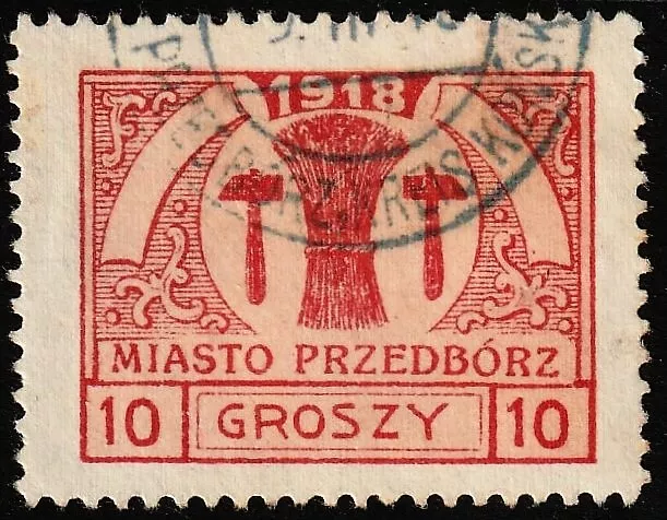 Polen Poland Local issues 1918 Przedbörz, Mi 6  gestempelt
