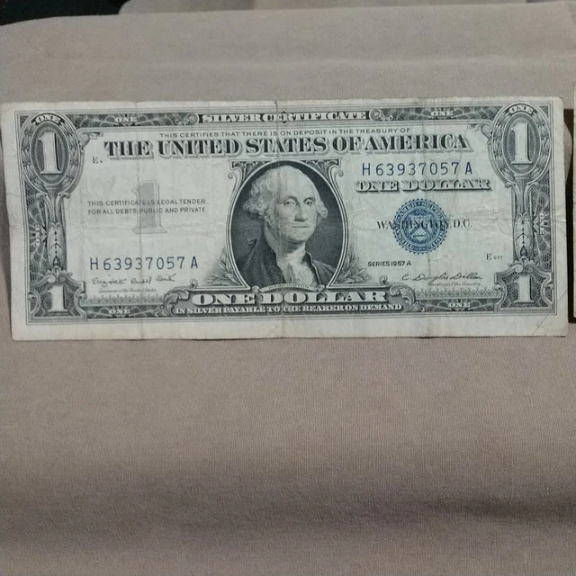 Two silver certificates  Blue Seal Silver Certificate Bills 1957 A and 1935 G