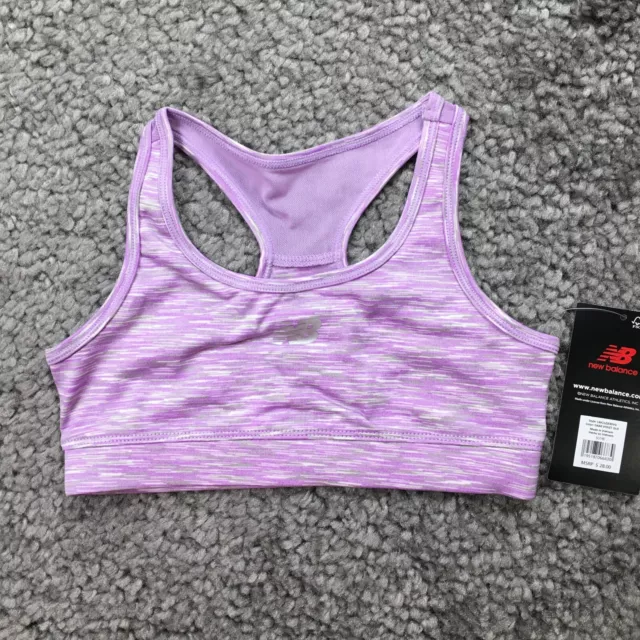 New Balance Girls Mesh-Insert Racerback Sports Bra Size S (7/8) Purple NWT 2