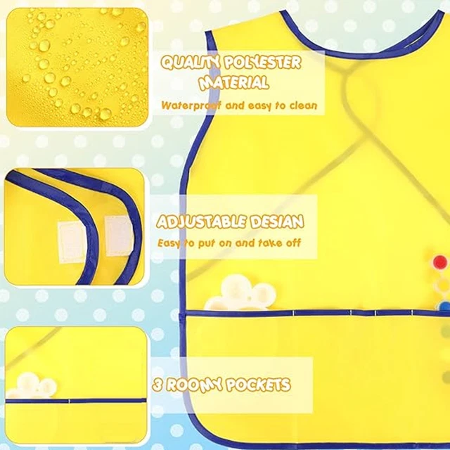 Lot De 5 Tabliers Enfant Manches Longues - Imperméables Avec Poches - Pour Peinture, Cuisine Et Activités Créatives 3-8 Ans