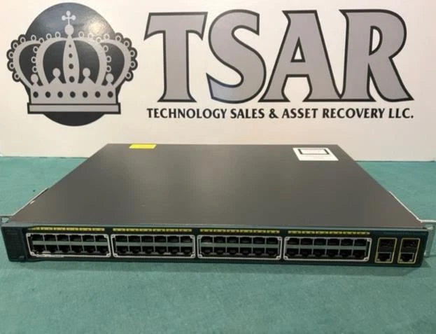Cisco WS-C2960+48PST-L 48 port 10/100 PoE switch (24 ports x 15.4w) rack mounts