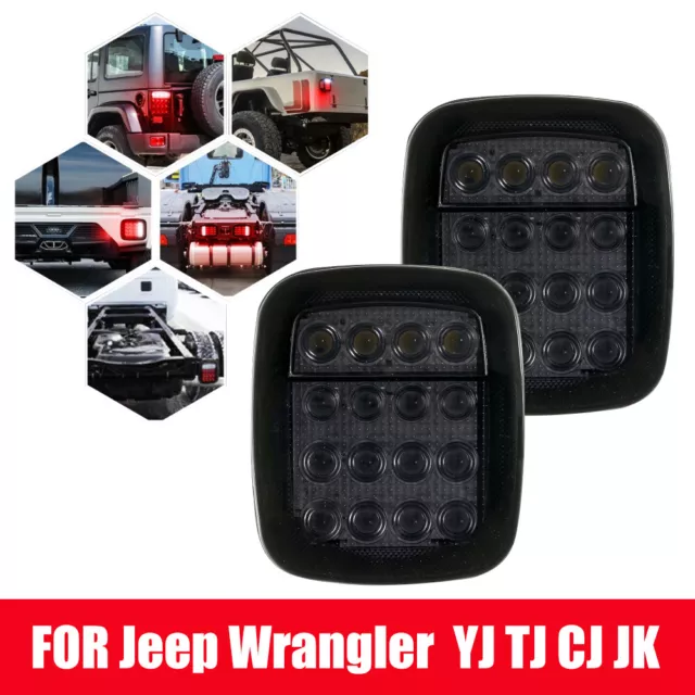 For Jeep Wrangler TJ YJ CJ Smoke LED Tail Lights Backup Brake Reverse Brake Lamp