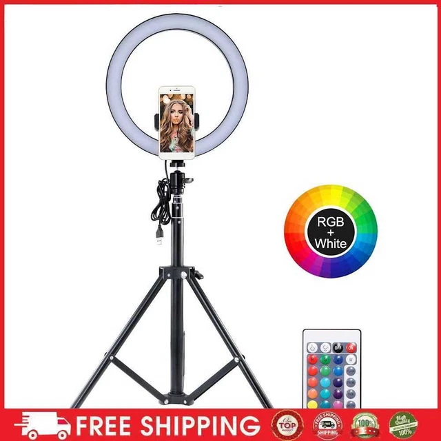 Anillo LED para selfie de 10 pulgadas luz de relleno circular RGB para transmisión en vivo de maquillaje