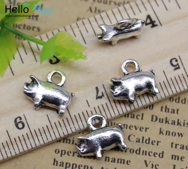 Vente en gros rétro bijouterie à faire soi-même mignon petit cochon alliage charme pendentif 12x10mm