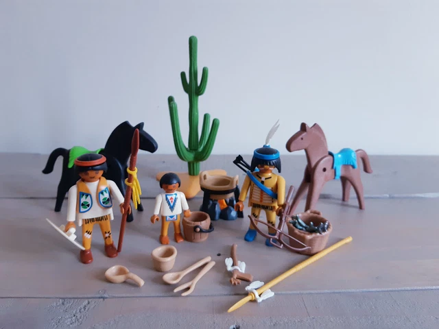 Figurine PLAYMOBIL Vintage Western – Indienne Avec Coiffe à Plumes (1989) – Bon état, Pièce De Collection