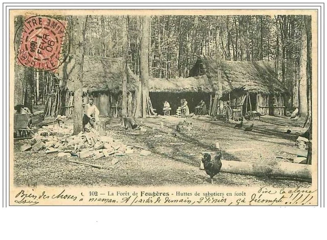 Carte Postale Ancienne Forêt De Fougères – Hutte De Sabotier – Années 1900