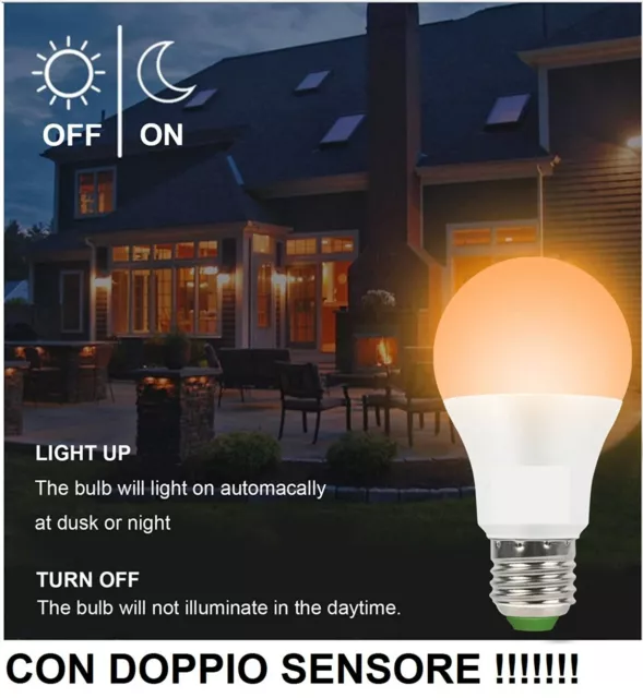 Lampada Led 10W Con Sensore Crepuscolare Lampada Con Sensore Attacco E27