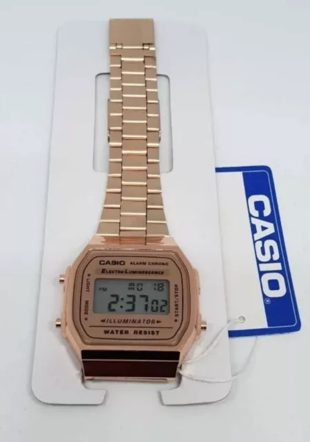 Original Casio Retro klassische Unisex Digital Stahl Roségold Uhr - A168WG-9EF 3