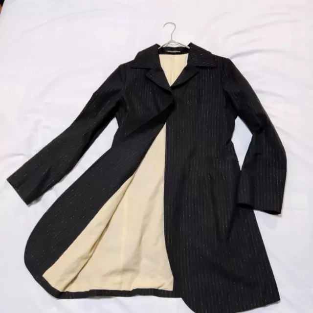 Y's / Yohji Yamamoto  Chester Coat Long Tailored Jacket Linen Blend Striped