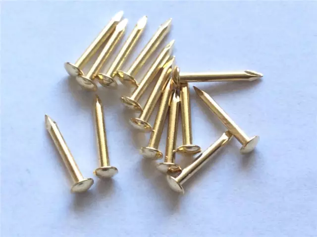 Escutcheon Brass Plated Pins Tacks Nails Brads 15Mm Crafts Gold Colour