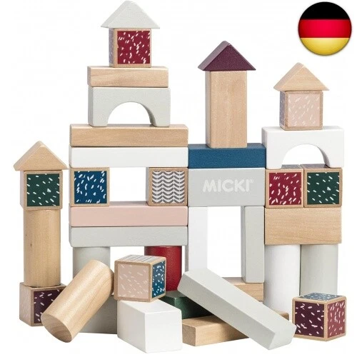 Micki Bauklötze ? Baby Spielzeug für Jungen ? Sensorisches Holzspielzeug für Kl