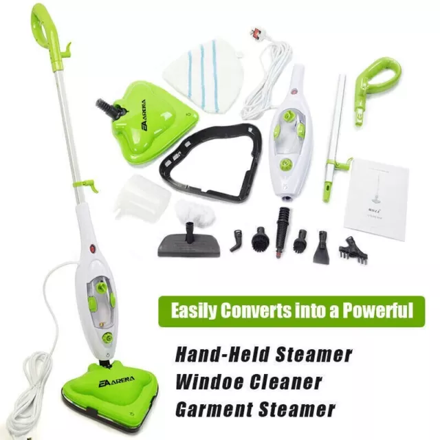 1500W HOT STEAM MOP 10in1 FLOOR CLEANER CARPET WASHER WITH 1 CLOTH PADS