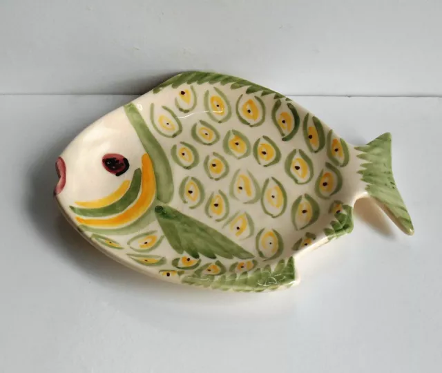Vintage Portugal Maleira Hand Painted 7 Inch Fish Plate Hand Signed and Numbered