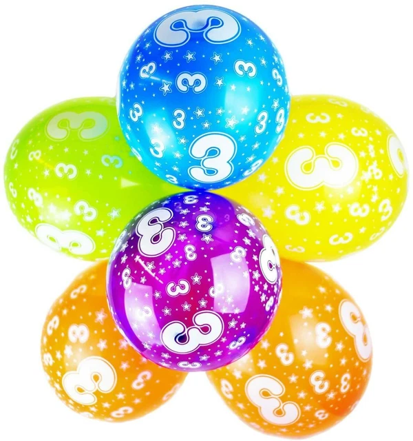 3rd Compleanno Palloncini - 10 Età 3 per Bambini Decorazioni Festa Ragazzo