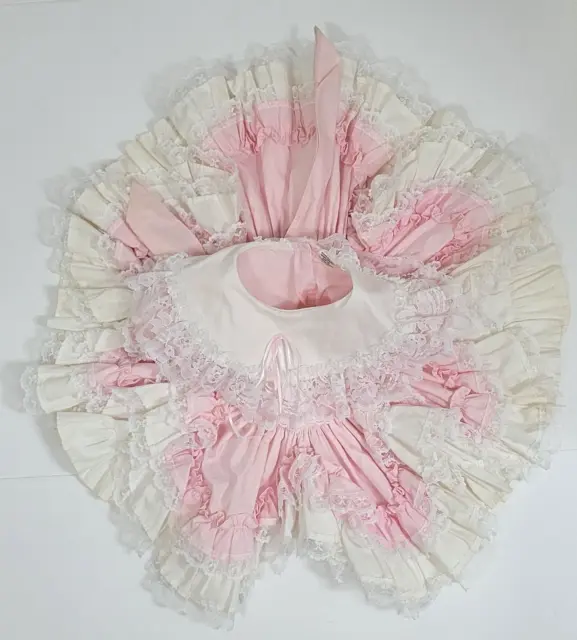 Vintage Lid'l Dollys Dress Ruffle Lace Pink Full Circle Party Pageant Dress 2T ?