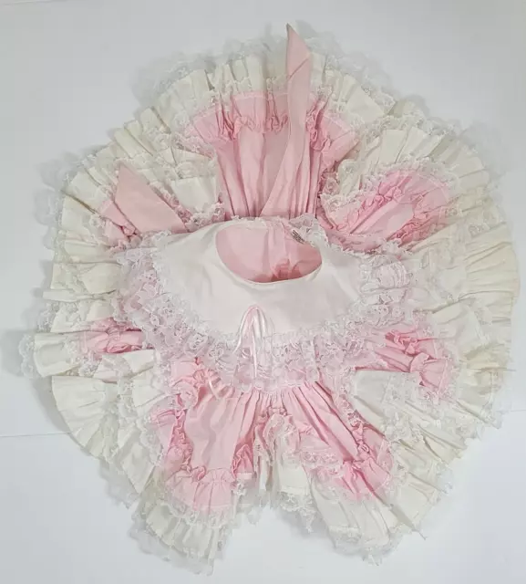 Vintage Lid'l Dollys Dress Ruffle Lace Pink Full Circle Party Pageant Dress 2T ?