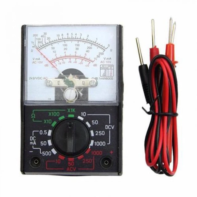 Multimètre analogique, 600V AC/DC, 10A AC/DC, 2 Mprotection contre les surcharges